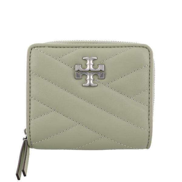 美品✨Tory Burch トリーバーチ 二つ折り財布 グレージュ トリーバーチ 二つ折り財布 フレミング ミニ財布 グレー