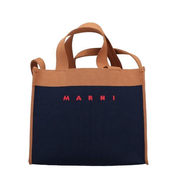 MARNI ハンドバッグ ネイビー/レッド レッド ロンバス MARNI MARKET ラージバスケットバッグ | Marni