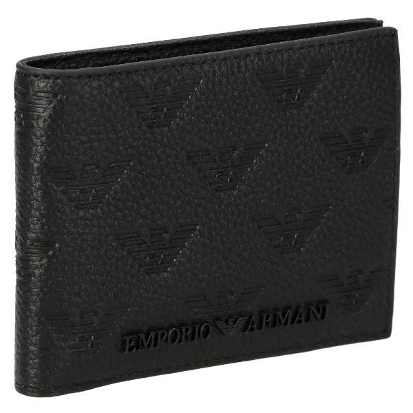 EMPORIOARMANI YEM176 二つ折り財布 黒 牛革 箱付 新品 エンポリオ アルマーニ EMPORIO ARMANI 二つ折り財布 メンズ ブラック