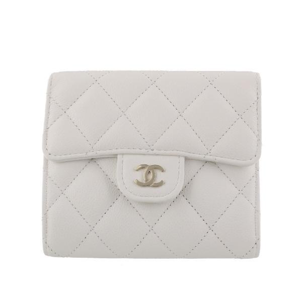 CHANELシャネル　3つ折り財布　ホワイト CHANEL シャネル 三つ折り財布 折財布 ミニ財布 レディース