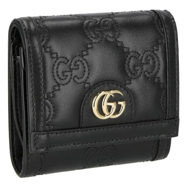 GUCCI グッチ 二つ折り財布 レディース GGマトラッセ ブラック 723799 