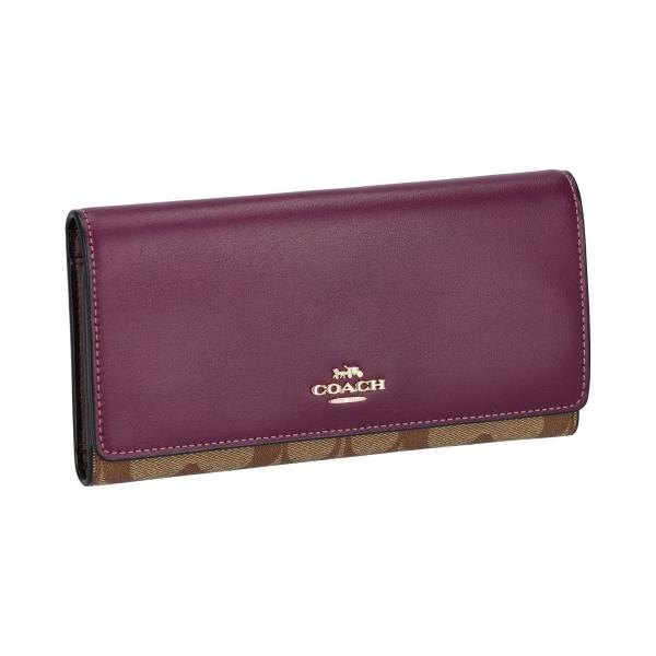 コーチ アウトレット 長財布 レディース カーキ/ディープベリー COACH OUTLET C5966 IMRSF 爆買