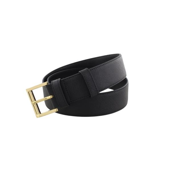 極美品 PRADA プラダ ベルト レディース 黒 ブラック サフィアーノ プラダ ベルト レディース トライアングルロゴ サフィアーノ ブラック