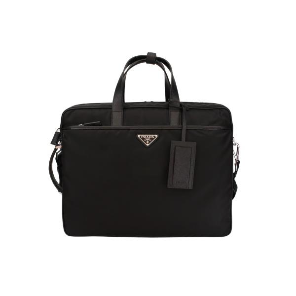 プラダのカーフビジネスバッグ☆黒 プラダ ビジネスバッグ メンズ トライアングルロゴ ブラック PRADA