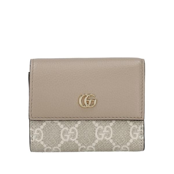 GUCCI グッチ 三つ折り財布　ベージュ グッチ GUCCI 3つ折財布 ミニ財布 レディース プチ マーモント ダブルG