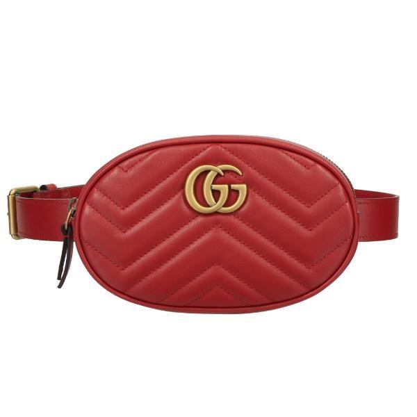 GUCCI ボディバッグ レッド GUCCI（グッチ） ボディバッグ レディース GGマーモント ハイビスカス