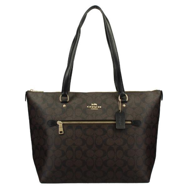 COACH コーチ トートバッグ シグネチャー レザー ブラウン ファスナー付き COACH (コーチ) シグネチャー キャンバス レザー トートバッグ
