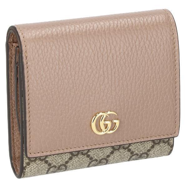 GUCCI グッチ 二つ折り財布 レディース GGマーモント ピンク