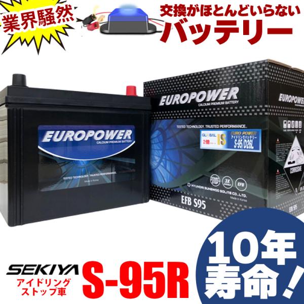 交換ほぼなし10年寿命バッテリー 95D26R S-95R アイドリングストップ車 劣化防止パルス付 寒冷地対応 3年or10万キロ保証 EUROPOWER