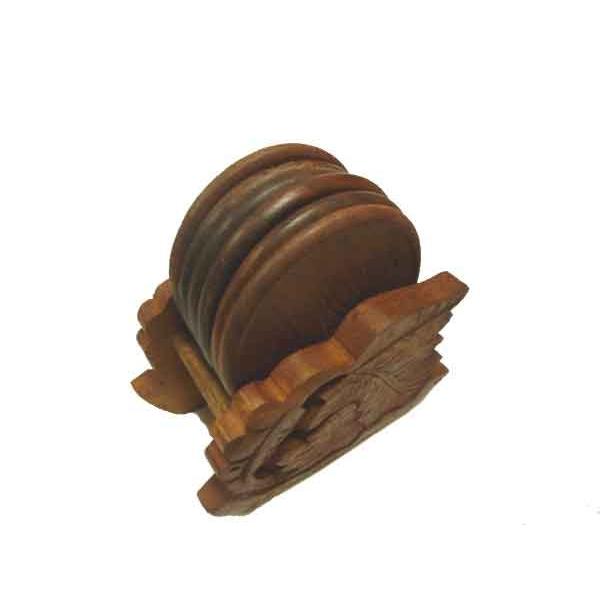 インド製 木製コースター 6枚組 : 自然派素材のせっけんワールド