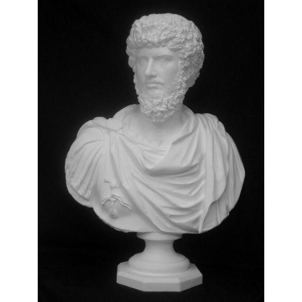 石膏像（ルキウス・ウェルス帝）① 半面 面取り 白い彫刻顔レリーフ