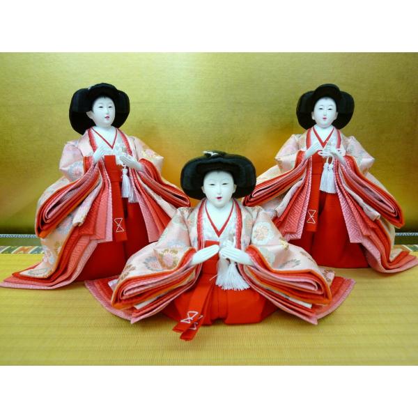 ひな人形3人官女単品☆小〜中の小サイズ☆芥子2504(小道具付き