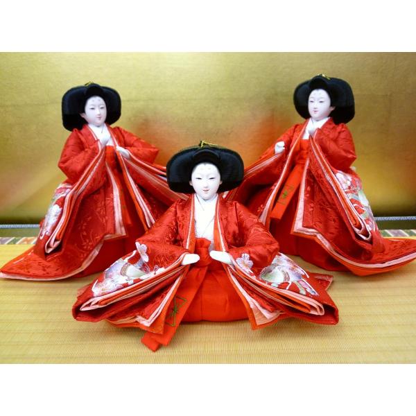 ひな人形3人官女単品☆中〜中の小サイズ☆小三五金彩刺繍726