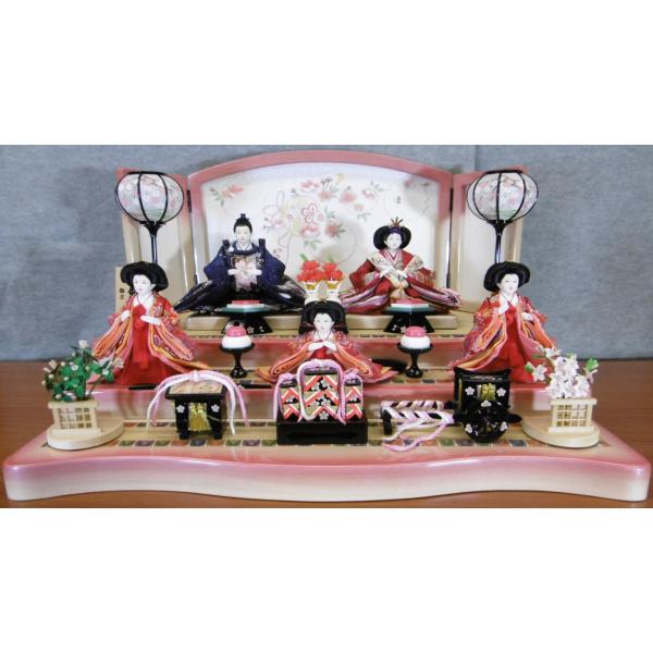 ひな人形☆限定超特価＆送料無料☆低床型三段五人飾り☆横幅60x奥行