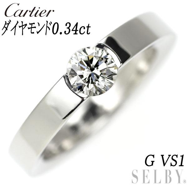 カルティエ K18WG ダイヤモンド リング 0.34ct G VS1 デートウィズ 46
