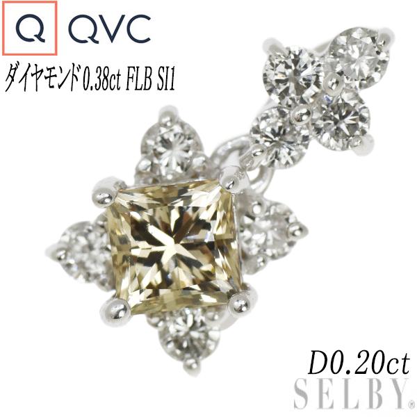 QVC K18WG プリンセスカット ダイヤモンド ペンダントトップ 0.38ct  