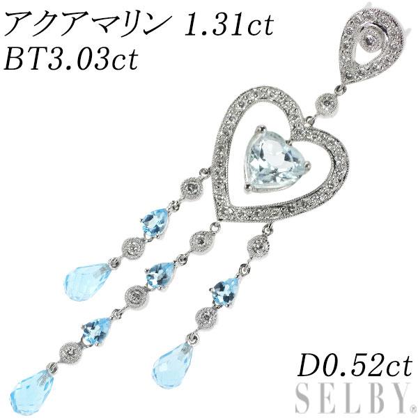 □Pt900 アクアマリンペンダントトップ A:1.31ct D:0.03ct□-Always do