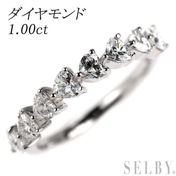新品 K18WG ハートシェイプ ダイヤモンド リング 1.00ct ハーフ 