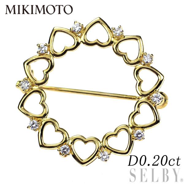 MIKIMOTO ミキモト K18YG ダイヤモンド ブローチ 0.20ct ハート MIKIMOTO ミキモト K18YG ダイヤモンド ブローチ 0.20ct ハート