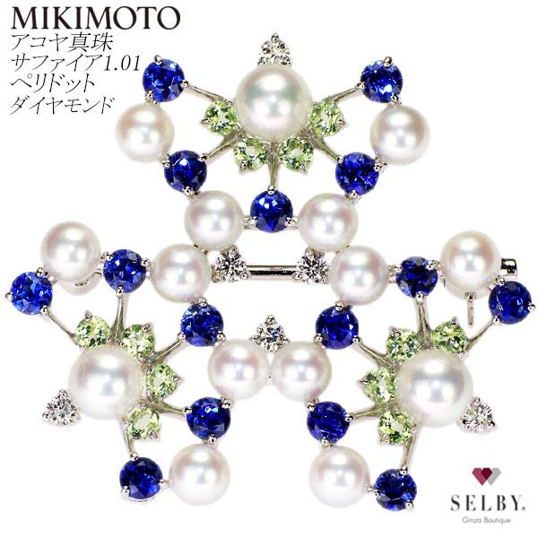 MIKIMOTO ミキモト K18WG アコヤ真珠 サファイア ペリドット  
