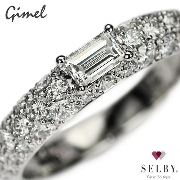 ギメル Pt950 スクエアカットダイヤモンド パヴェ リング 0.265ct D0  