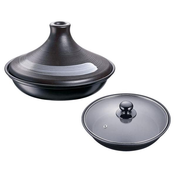 イシガキ産業 ブローディア IHタジン鍋(ガラス蓋付) 19cm 茶 3008 耐熱陶器/蓋強化ガラス 中国 ATZ0301