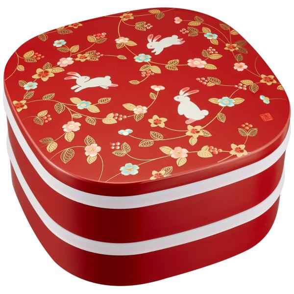 ミタニ 山中漆器 山中塗 重箱 花の小路 7.0くつわ二段オードブル