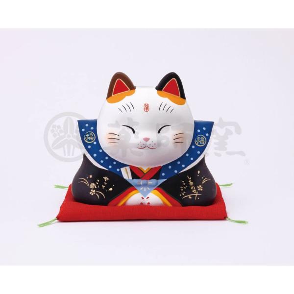 薬師窯(yakushigama) 錦彩福助招き猫(4号) 【7845】 運気アップ 風水