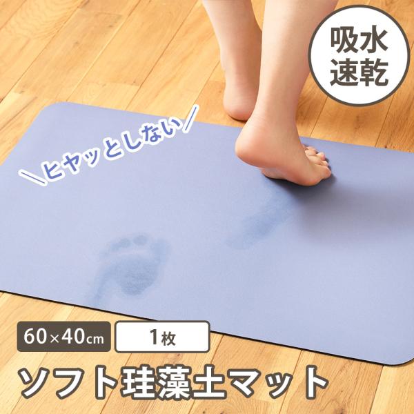 バスマット 珪藻土 ソフトマット 60×40cm 1枚 バスマット 速乾 柔らか 洗える 抗菌 吸水 お風呂 足ふき 洗面所 水切りマット ペット ボジョルナ 和平フレイズ