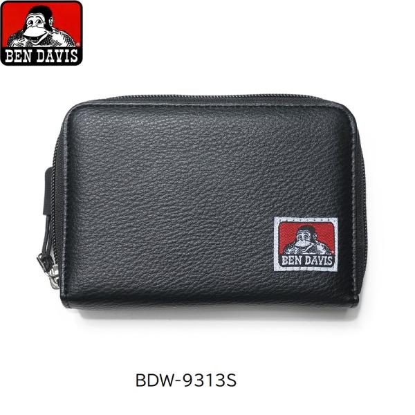 シボレザー風の合皮長財布の二つ折り財布です。ベーシックなデザインなので飽きずに長く使えます。ブランド：BEN DAVIS ベンデイビス商品名：ラウンドジップ シボ入り ウォレット型番：BDW-9313Sカラー：BLACK