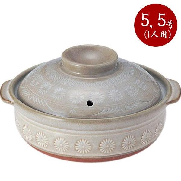 銀峯陶器 萬古焼 花三島 土鍋 5.5号 21551 一人用 電子レンジ