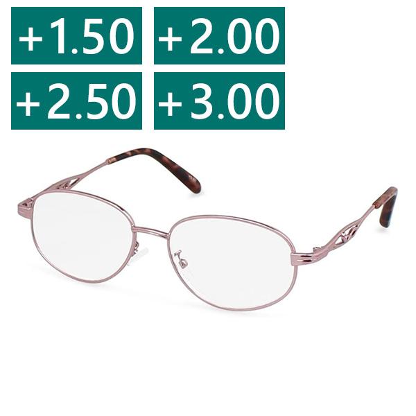 老眼鏡 おしゃれ レディース メタルフレーム ピンクゴールド 1.5度-3.0
