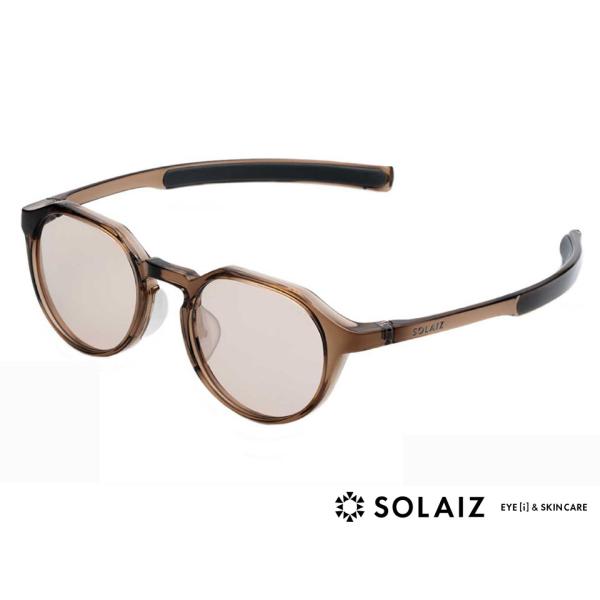紫外線対策サングラス SOLAIZ ソライズ SLD-004 カラー マロン/ライトグレー UVカット HEVブルーライトカット 近赤外線約90％カット 薄めのレンズカラー