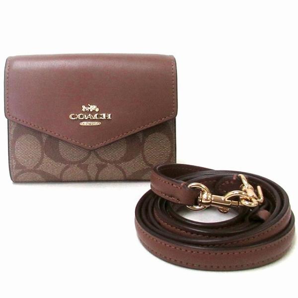 COACH、レザー ミニ エンベロープ ウォレット/斜め掛け財布 COACH 【並行輸入品】コーチ 財布 アウトレット シグネチャー