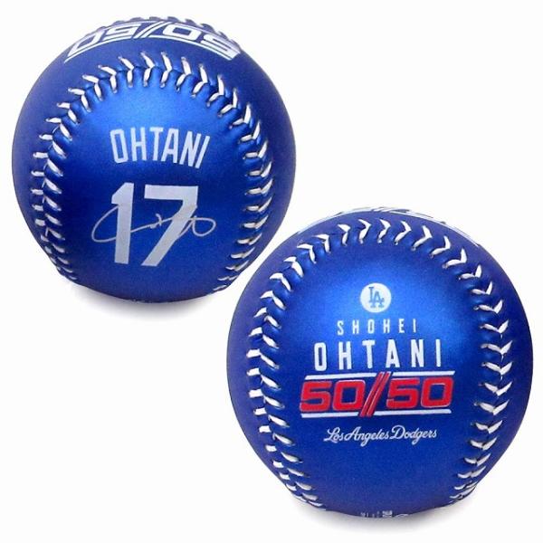 大谷翔平 50/50 記念 ボール ロサンゼルス・ドジャース 青 おまけカード 大谷翔平 50/50 記念 ボール ロサンゼルス・ドジャース 青