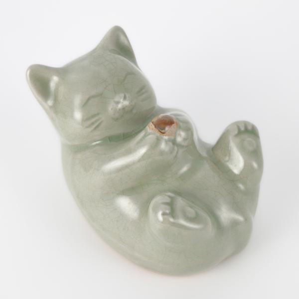 セラドン焼き猫の置物 selectaubeshop_10001285