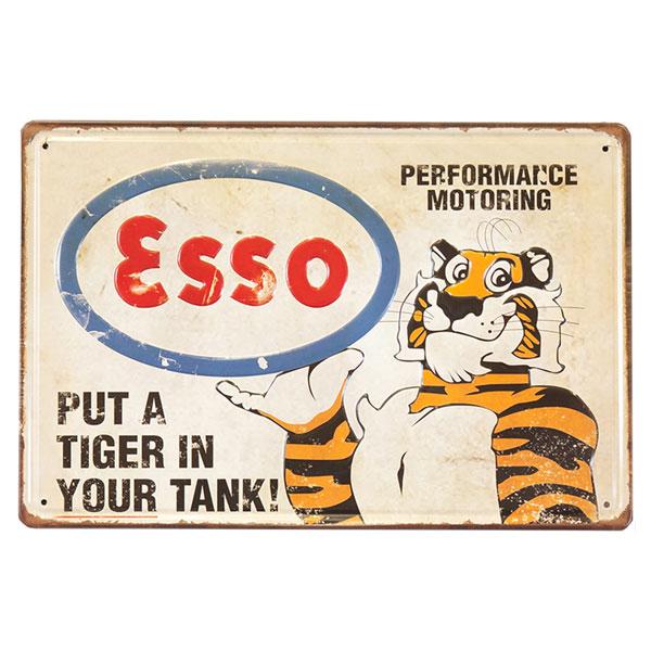 アメリカン雑貨 ESSO ブリキ看板 エッソ ヴィンテージ かわいい メタルエンボスプレート レトロ ガソリン Esso キャラクター 虎 おしゃれ ガレージ アメリカン