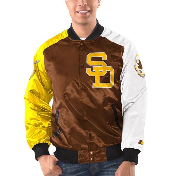 MLB パドレス スタジャン Varsity 3カラー サテン フルスナップ