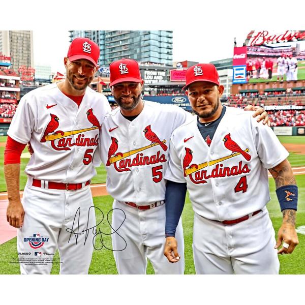 セントルイス・カージナルス ヤディアー・モリーナ選手直筆サイン入りフォト証明書付 MLB プポルス ウェインライト モリーナ カージナルス 直筆サイン