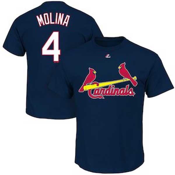 MLB カージナルス ヤディエル・モリーナ Tシャツ プレイヤー Majestic ネイビー 日米野球MLB選抜