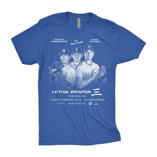 MLB 大谷翔平 山本由伸 佐々木朗希 ドジャース Tシャツ 【海外モデル】Lethal Weapon 3 T-Shirt RotoWear ロイヤル