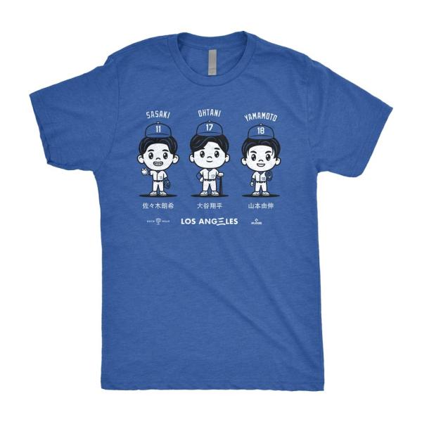 MLB 大谷翔平 山本由伸 佐々木朗希 ドジャース Tシャツ 【海外モデル】3 Tomodachi T-Shirt RotoWear ロイヤル