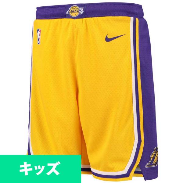 NIKE - NBA オフィシャル ナイキ レイカーズ ショートパンツ メンズ L / 古着 NIKE ユニフォーム バスケ 短パン ショーツ 半パン 2トーン コットン NIKE - NBA オフィシャル ナイキ レイカーズ ショートパンツ