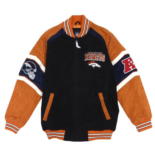 NFL ブロンコス スタジャン フルジップ スゥエード レザー Full-Zip