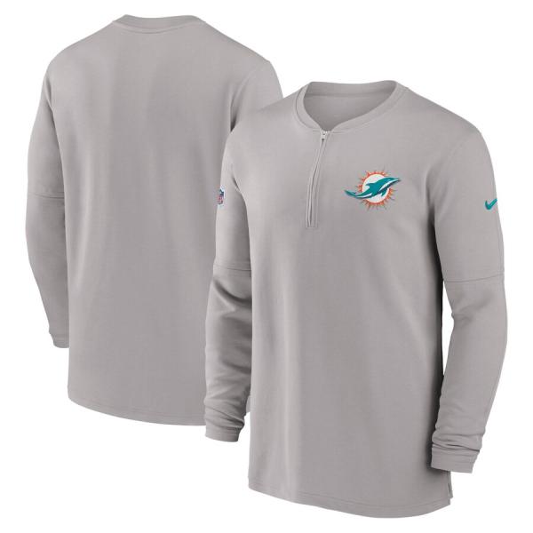 NFL ドルフィンズ ジャケット 2023 サイドライン Performance Long Sleeve Quarter-Zip Top ナイキ/Nike グレー