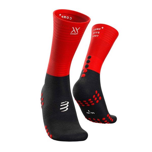 COMPRESSPORT RvX|[c Mid Compression SocksiRvbV\bNXj:Black/Red