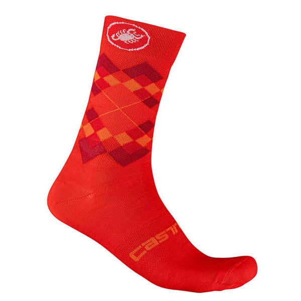 CASTELLI JXe 21554 ROMBO 18 SOCKiTCN\bNXjF656 FIERY RED/BORDEAUX/ORANGE