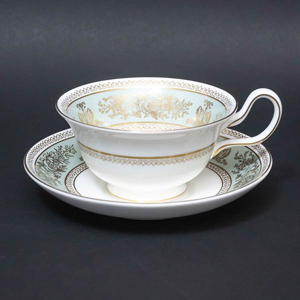 ウェッジウッドコロンビアセージグリーンピオニーティーカップ&ソーサー