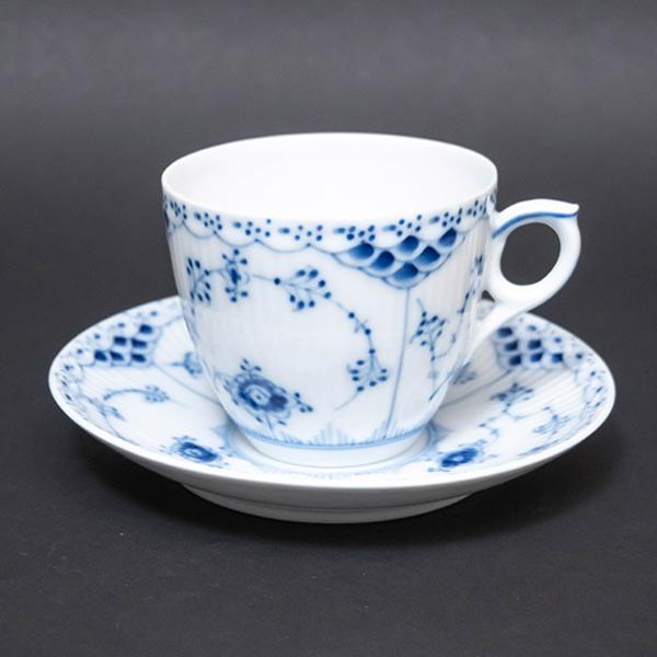 美品✨ロイヤルコペンハーゲン ハーフレースコーヒーカップ＆ソーサー2客 ブルーフルーテッド ロイヤル・コペンハーゲン ブルーフルーテッド
