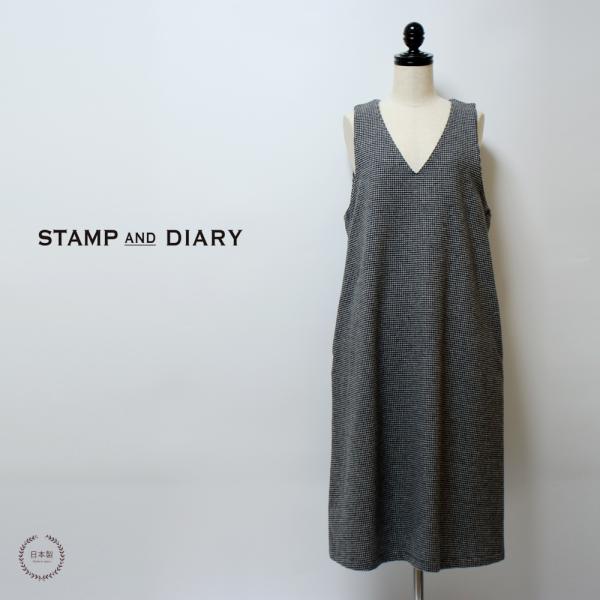 スタンプアンドダイアリー ギンガムチェック Ｖネックノースリーブワンピース sd303aw25